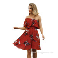 Lady Floral Dress Woman Beach Dress Sexy One Shoulder Holiday Dress Factory